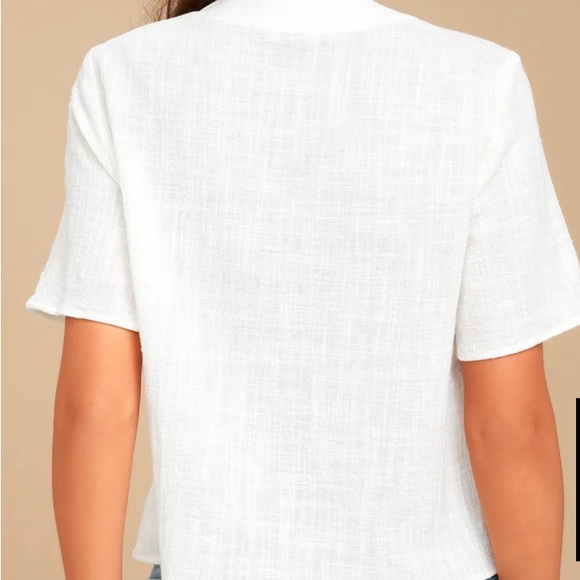 White linen cropped boxy button down top / shirt size XS from Lulu’s - Picture 3 of 7